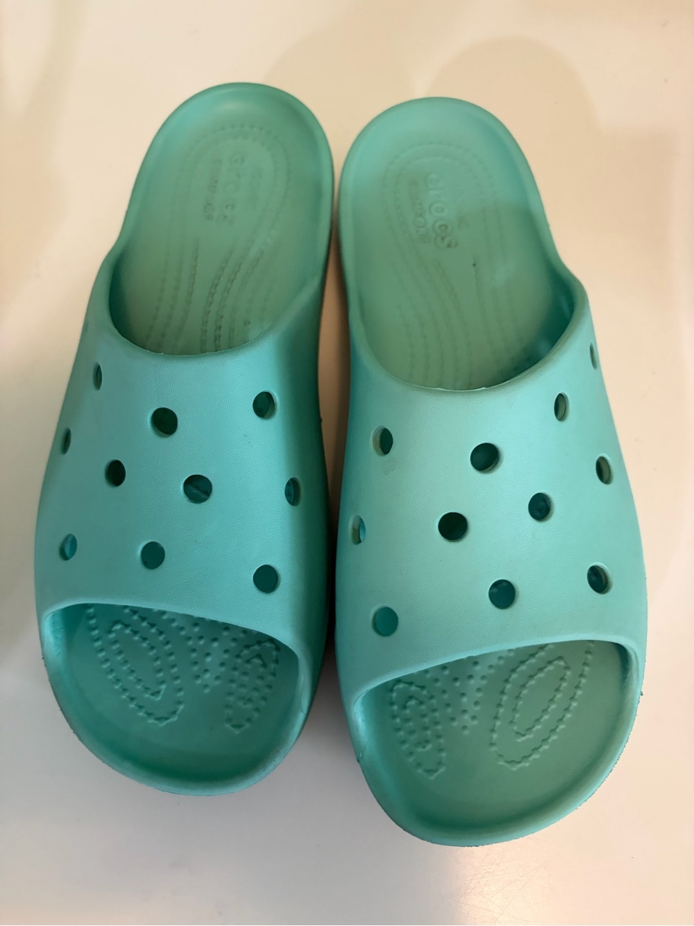 CROCS Teal Slide Sandals
